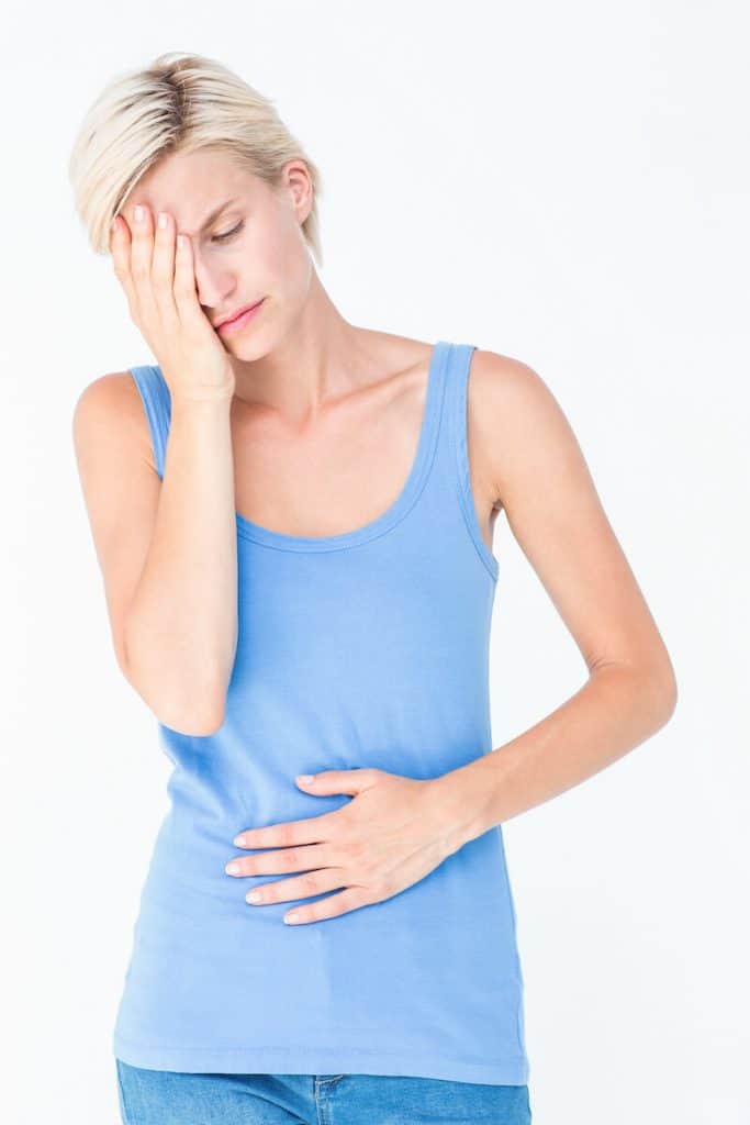 Woman with stomach pain